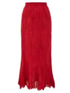 Matchesfashion.com Mes Demoiselles - Casta Pleated Cotton Midi Skirt - Womens - Red