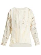 Matchesfashion.com Chlo - Chantilly Lace Silk Crepe Blouse - Womens - Ivory