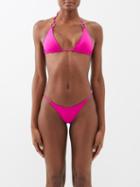 Louisa Ballou - Mini Ring Triangle Bikini Top - Womens - Bright Pink