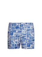 Matchesfashion.com Frescobol Carioca - Linear Print Swim Shorts - Mens - Navy