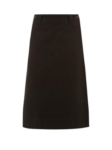 Matchesfashion.com Mhl By Margaret Howell - Patch Pocket Cotton Blend Twill Wrap Skirt - Womens - Black