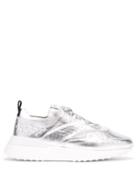 Matchesfashion.com Tod's - Metallic Leather Low Top Trainers - Womens - Silver