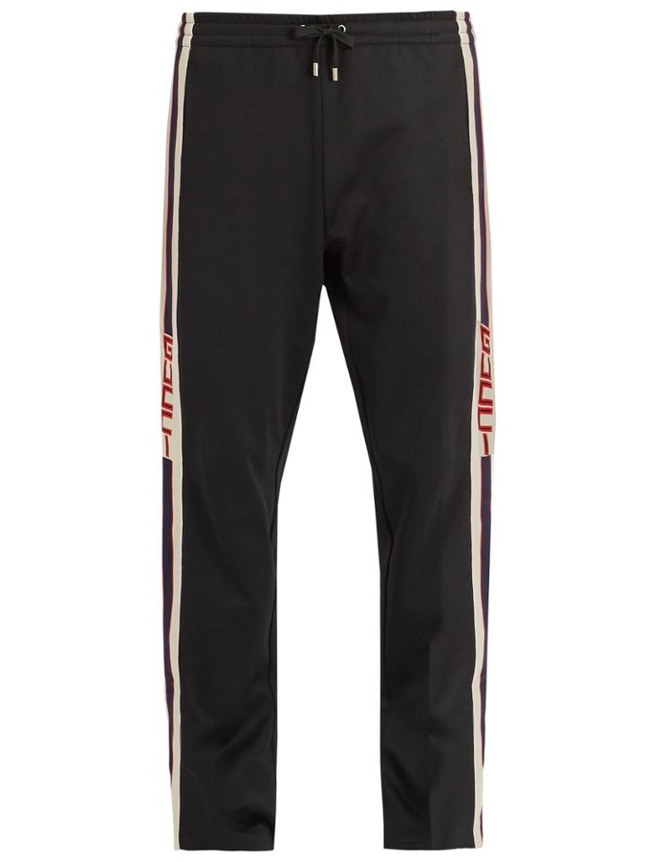 Gucci Button-fastening Web-trimmed Jersey Track Pants