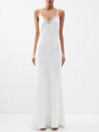 Brunello Cucinelli - Organza-trimmed Twill Maxi Slip Dress - Womens - White