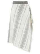Matchesfashion.com Vika Gazinskaya - Asymmetric Hand-knitted Skirt - Womens - Grey White