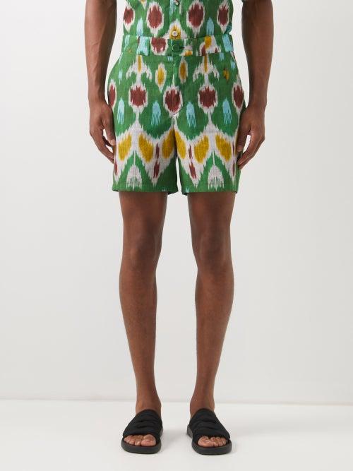 Erdem - Lucas Botanical-print Cotton-blend Shorts - Mens - Green Multi