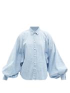 Matchesfashion.com Made In Tomboy - Claire Balloon-sleeve Denim Shirt - Womens - Light Denim