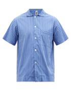 Tekla - Striped Organic-cotton Pyjama Shirt - Mens - Blue Stripe