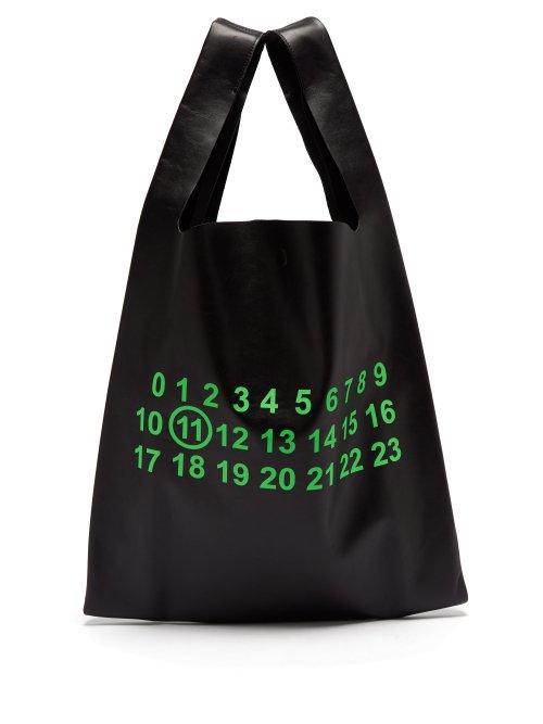 Matchesfashion.com Maison Margiela - Logo Print Leather Tote Bag - Mens - Black