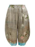 By Walid Kavita Chrysanthemum-print Silk Cropped Trousers
