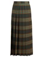 Matchesfashion.com Gucci - Tartan Pleated Wool Midi Skirt - Womens - Green Multi
