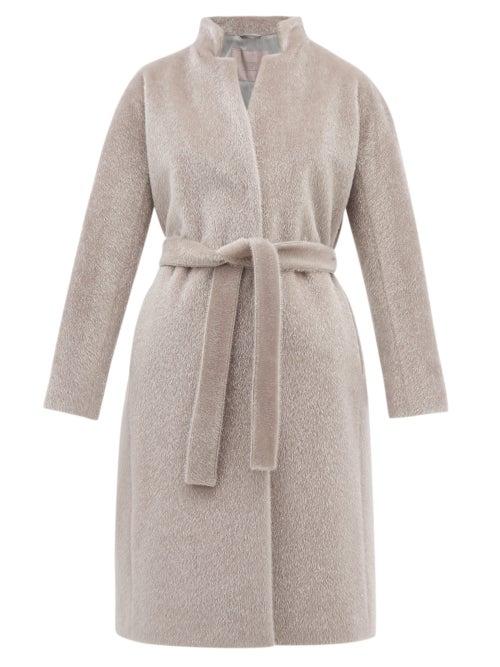 Matchesfashion.com Herno - Belted Faux Fur Coat - Womens - Silver
