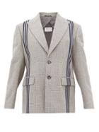 Matchesfashion.com Maison Margiela - Striped Single Breasted Houndstooth Wool Jacket - Womens - Grey Multi