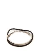 Matchesfashion.com Title Of Work - Leather And Sterling Silver Wraparound Bracelet - Mens - Black Multi