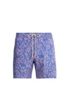 Matchesfashion.com Faherty - Beacon Poppy Print Swim Shorts - Mens - Purple Multi