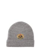 Matchesfashion.com Burberry - Logo Embroidered Wool Blend Beanie Hat - Mens - Grey