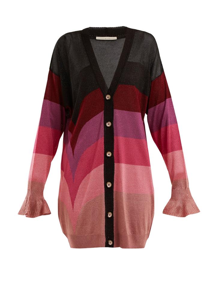 Marco De Vincenzo Ruffled-cuff Striped Cardigan