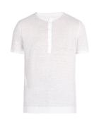 Matchesfashion.com 120% Lino - Henley Linen Jersey T Shirt - Mens - White