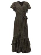 Matchesfashion.com Diane Von Furstenberg - Donnie Metallic Silk Blend Georgette Midi Dress - Womens - Black Gold