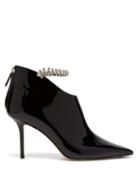 Matchesfashion.com Jimmy Choo - Blaize 85 Crystal Embellished Leather Booties - Womens - Black