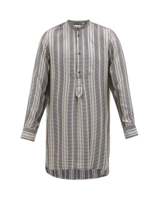 Matchesfashion.com Palmer//harding - Paul Stand-collar Check-jacquard Twill Shirt - Mens - Black White