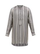 Matchesfashion.com Palmer//harding - Paul Stand-collar Check-jacquard Twill Shirt - Mens - Black White
