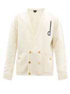 Dunhill - Logo-intarsia Merino-blend Cardigan - Mens - White