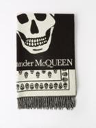 Alexander Mcqueen - Skull-jacquard Wool Scarf - Womens - Black Ivory