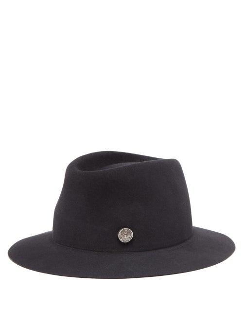 Matchesfashion.com Maison Michel - Andre Logo Plaque Felt Hat - Womens - Grey