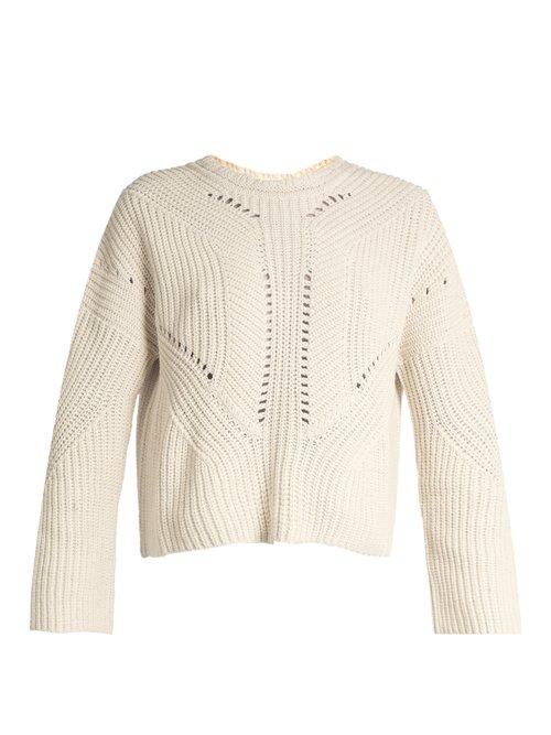 Matchesfashion.com Isabel Marant - Grifin Lace Up Back Cotton Blend Sweater - Womens - Beige