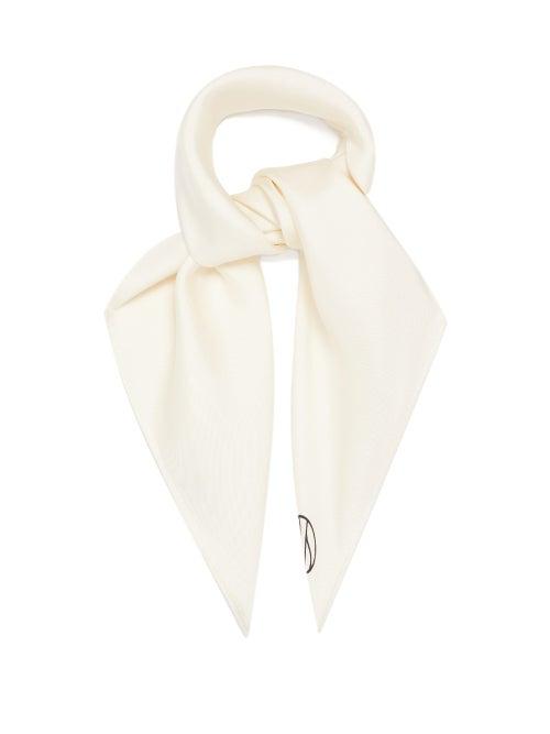 Matchesfashion.com Lescarf - Logo-print Silk-twill Scarf - Womens - White