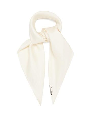 Matchesfashion.com Lescarf - Logo-print Silk-twill Scarf - Womens - White