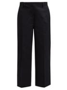 Matchesfashion.com Thom Browne - Wide Leg Cropped Cotton Twill Trousers - Womens - Navy Multi