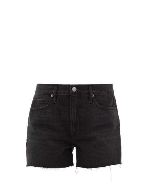 Ladies Rtw Frame - Le Simone Raw-edged Denim Shorts - Womens - Charcoal