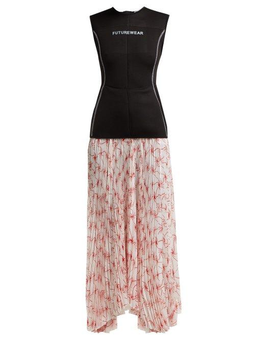 Matchesfashion.com Marine Serre - Spin Flower Print Pleated Skirt Wetsuit Dress - Womens - White