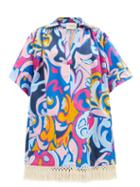 Matchesfashion.com La Doublej - Honolulu Luna Park-print Cotton-blend Kaftan Dress - Womens - Blue Print