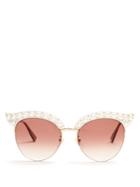 Gucci Cat-eye Faux-pearl Embellished Metal Sunglasses