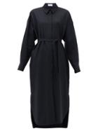 Matchesfashion.com Raey - Oversized Curved-hem Wool Shirt Dress - Womens - Navy