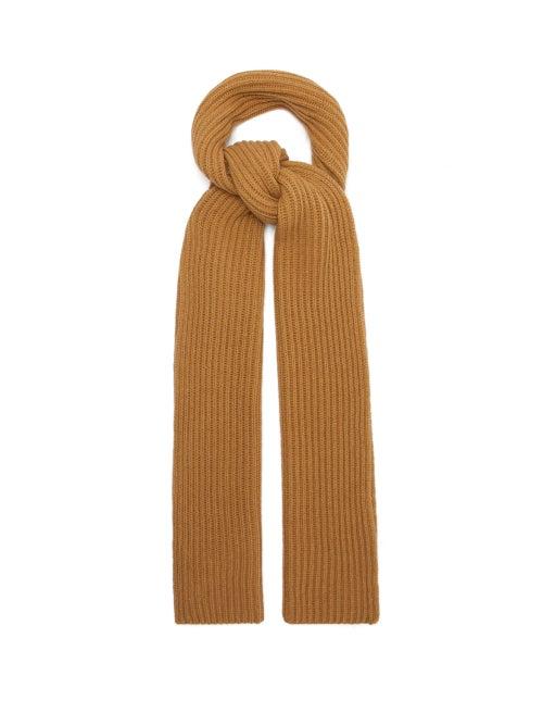 Ganni - Ribbed-knit Recycled Wool-blend Scarf - Womens - Yellow
