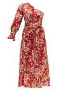 Matchesfashion.com Peter Pilotto - Floral Print One Shoulder Crepe Dress - Womens - Red Multi