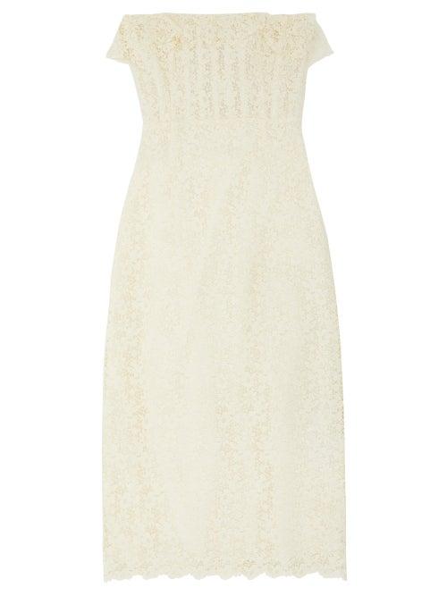 Matchesfashion.com Brock Collection - Ruffled Cotton-blend Guipure-lace Dress - Womens - Ivory