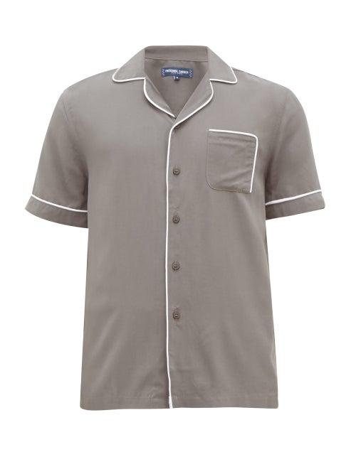 Matchesfashion.com Frescobol Carioca - Camp Collar Piped Faille Shirt - Mens - Grey