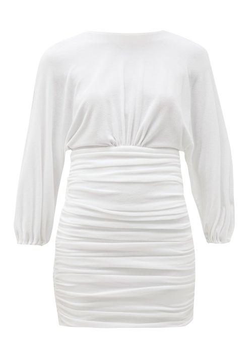 Matchesfashion.com Alexandre Vauthier - Ruched Terry Mini Dress - Womens - White
