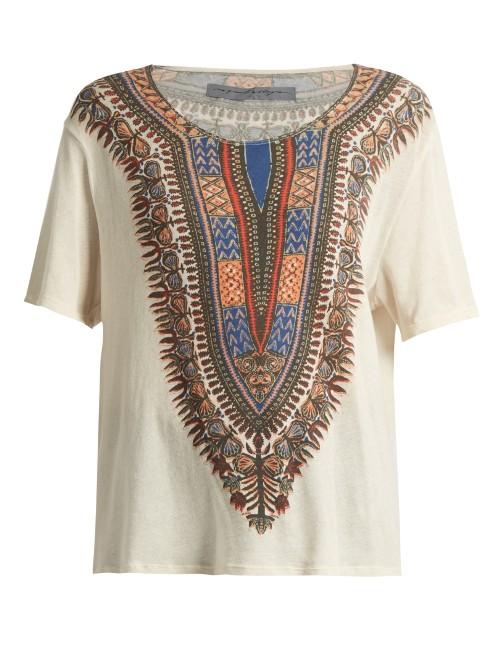 Raquel Allegra Tribal-print Cotton T-shirt