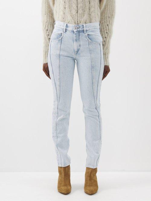 Isabel Marant - Vikira Panelled Slim-leg Jeans - Womens - Light Blue