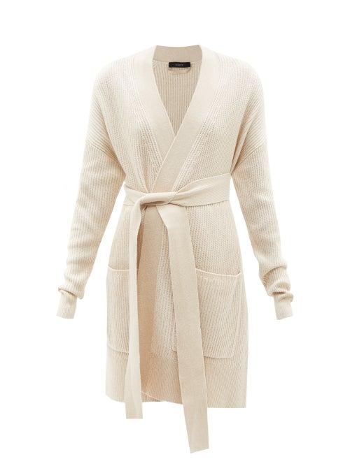Joseph - Patch-pocket Ribbed Cotton-blend Cardigan - Womens - Light Beige