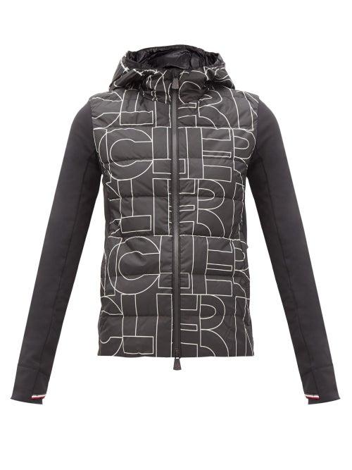 Matchesfashion.com Moncler Grenoble - Printed Down-filled Shell And Jersey Hooded Jacket - Womens - Black