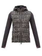 Matchesfashion.com Moncler Grenoble - Printed Down-filled Shell And Jersey Hooded Jacket - Womens - Black