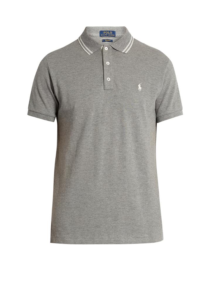 Polo Ralph Lauren Slim-fit Striped-collar Cotton-piqu Polo Shirt
