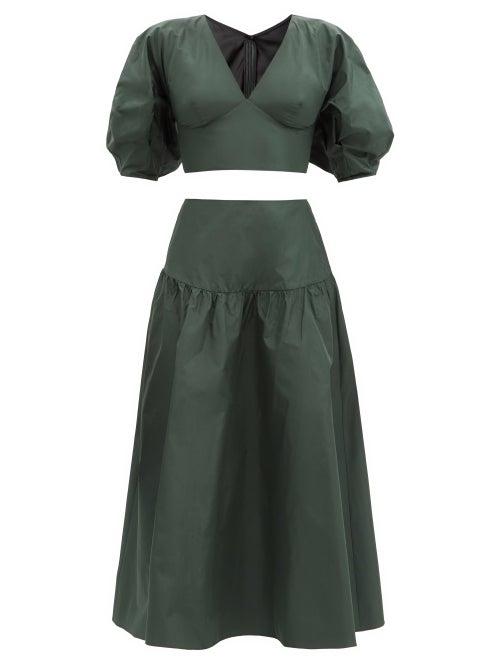 Matchesfashion.com Julie De Libran - Gilda Silk-taffeta Top And Skirt - Womens - Green